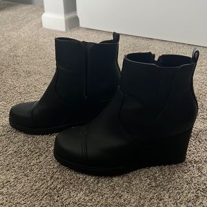 Black wedge ankle bootie. Size 7.5